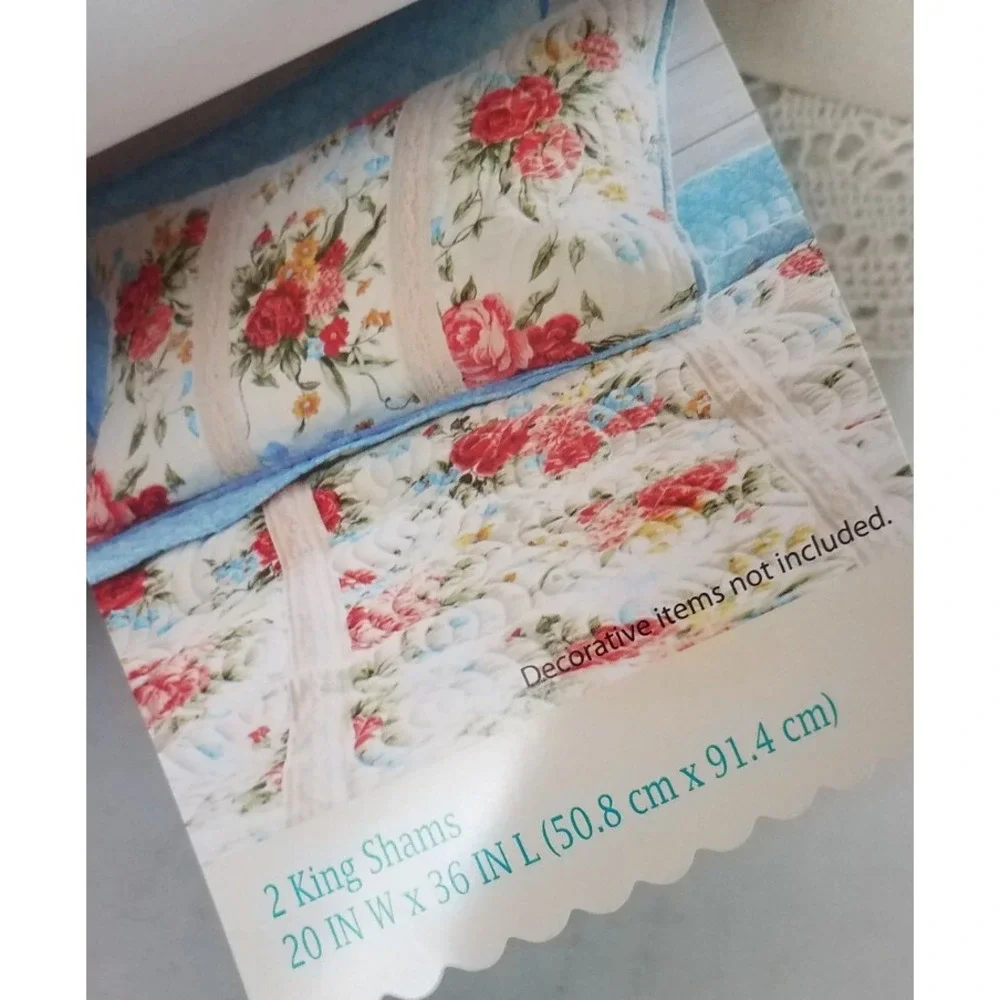 The Pioneer Woman Sweet Rose Quilted Sham‎ Set King Size 2pc NEW